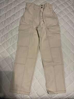 PacSun Cream Cargo Pants with Panel Stitching